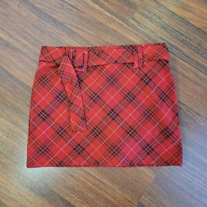 With Jules Girls Red & Black Plaid Belted Skirt | XL | NWT